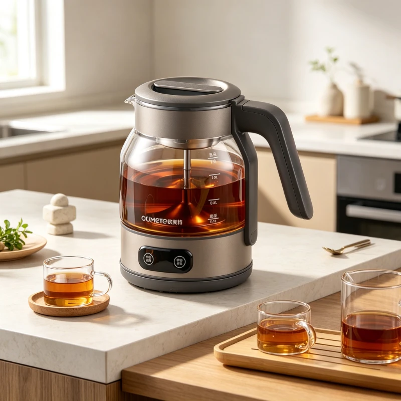 Glass Tea Maker Spray Steam Brewing Kettle Constant Temperature Keep Warm Electric Tea Pot Water Boiler Home OMT PC1038 전기 티포트