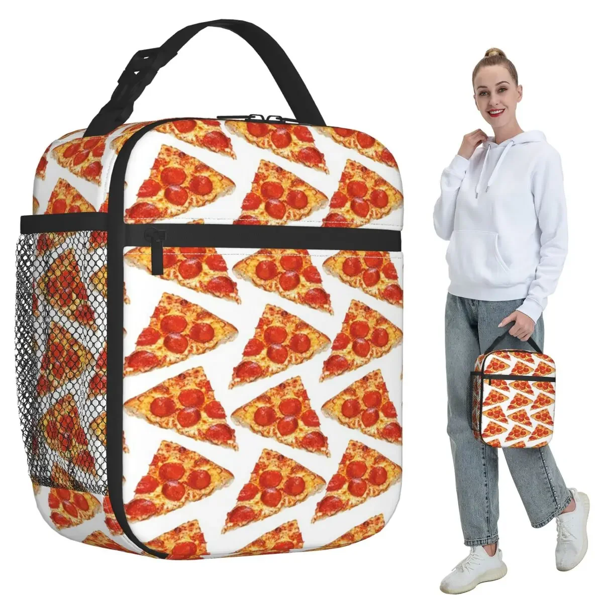 Pizza Slice Pattern Insulated Lunch Bag for Kids School Cooler Thermal Food Box Tote Leakproof Lunch Boxes Container