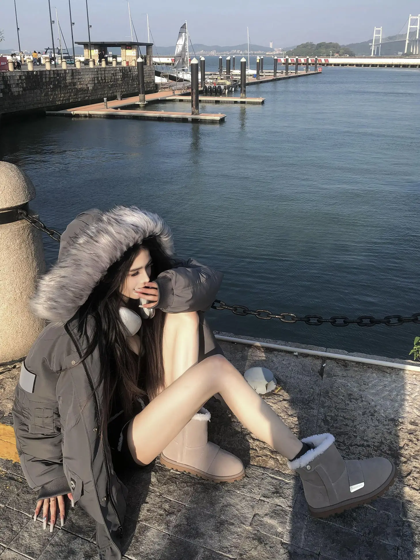 

Parkas Curvy Womens Fall Heated Cotton Wide Fur-Collar Adjustable Gathered Streetwears Feminine Down Waterproof Medium-Length OL