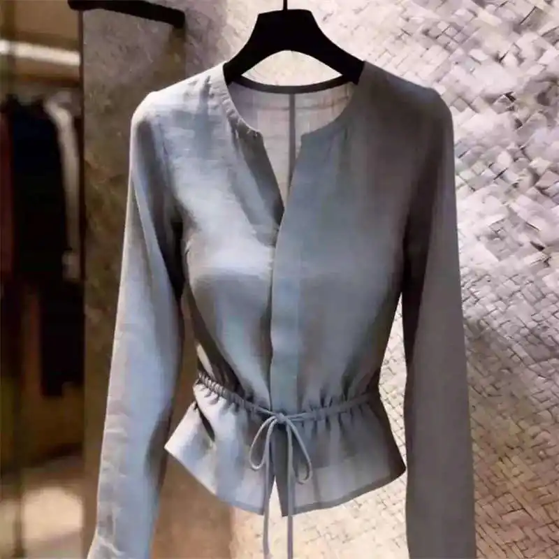 Summer Women's T-shirt Top Super Good-looking Grey Blouse Elegant Design Women Clothing Korean Women Receive High Praise 2026