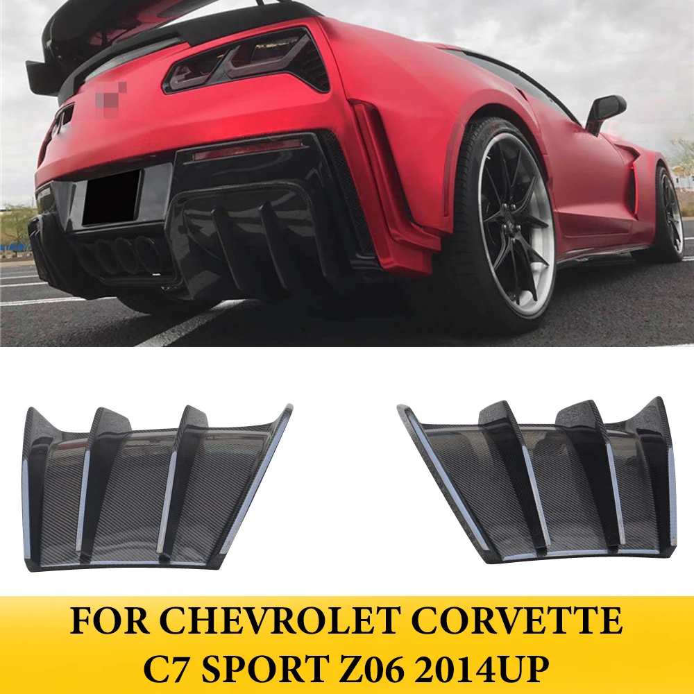 For Chevrolet Corvette C7 Sport Z06 2014UP Carbon Fiber Rear Diffuser Bumper Spoiler Splitters Car Styling