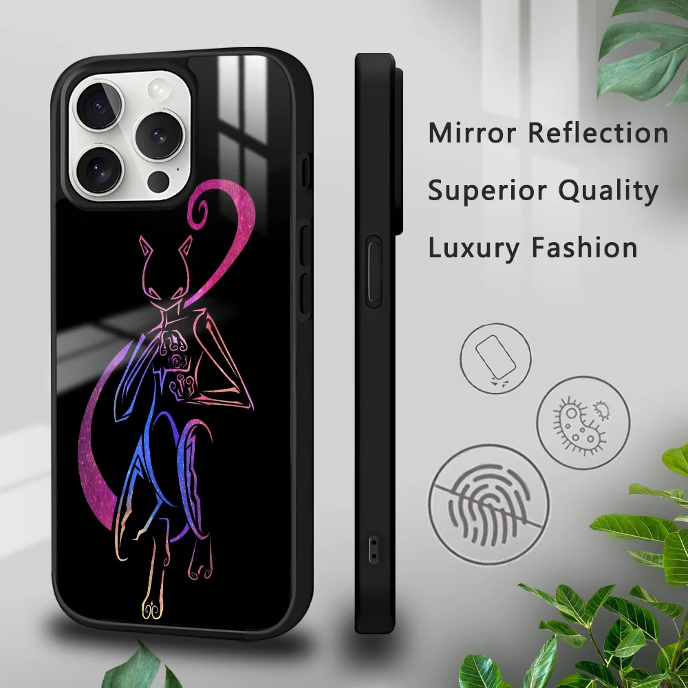 Mewtwo Silhouette Art Phone Case For iPhone 16 15 14 13 12 11 Pro Xs Max Mini Plus Celulares Hard Funda