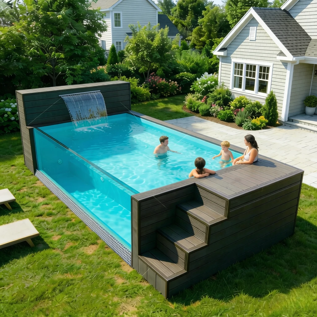 Customized Container Swimming Pool Factory Price Garden Backyard Swimming Pool Container Swimming Pool Outdoor