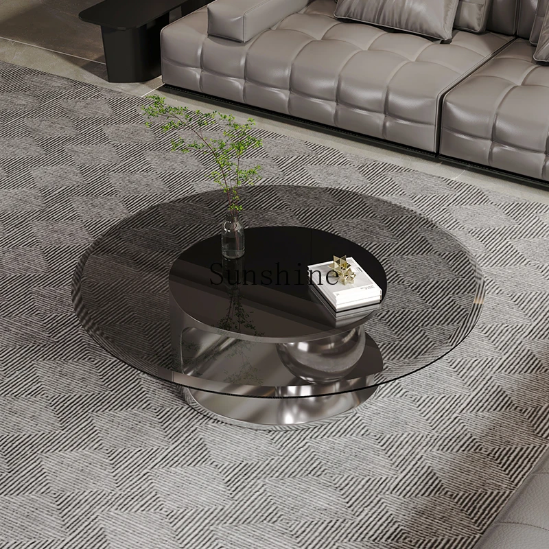 Italian light luxury tempered glass coffee table household living room modern simple tea table