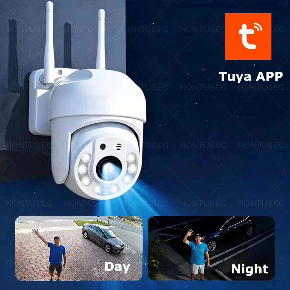 5 МП Wi-Fi камера Tuya для улицы, водонепроницаемая, с функцией автоматического слежения, умная камера для дома с цветным ночным видением и системой безопасности.
