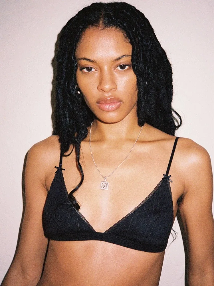 

Нижнее белье для пар, однотонный кружевной бант, базовый бюстгальтер на подтяжках из органического хлопка