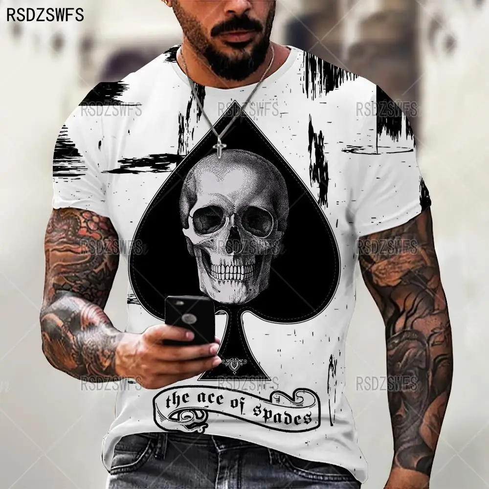 Camiseta de moda Poker Ace of Spades naipes 3D para hombre, camiseta de poliéster de gran tamaño, ropa de calle, ropa de moda para hombre, Top
