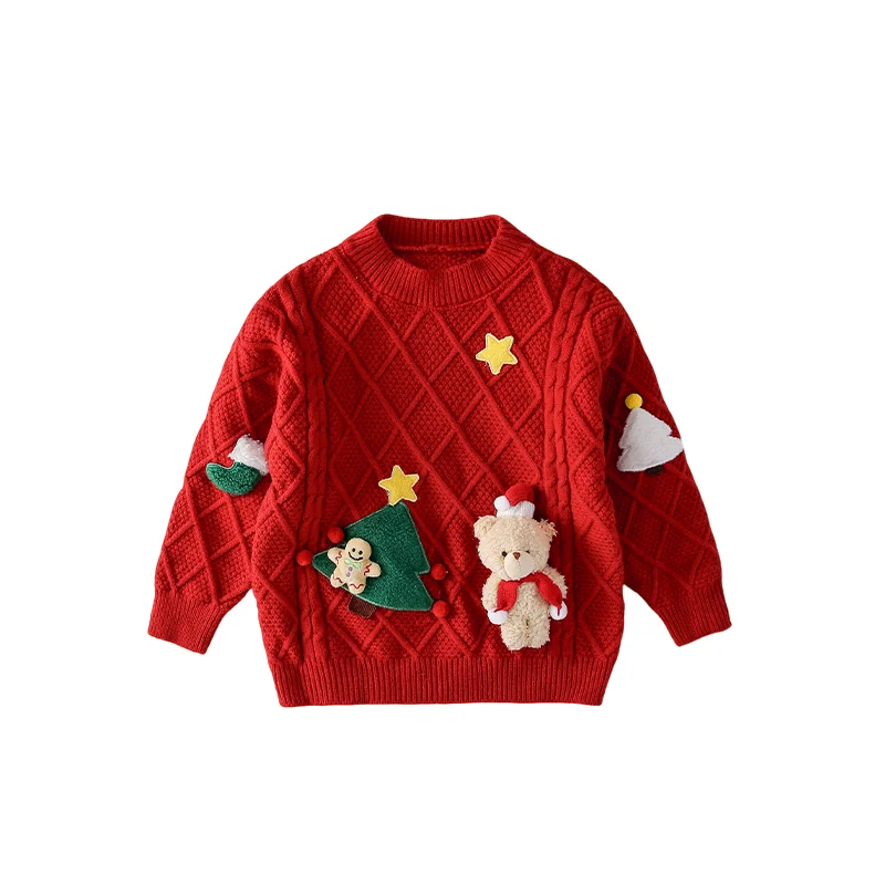 la-chapelle-girls-red-knitted-sweater-cisas-sle-base-layer-casual-faionable-children's-clothing-autumn-winter-new-arr
