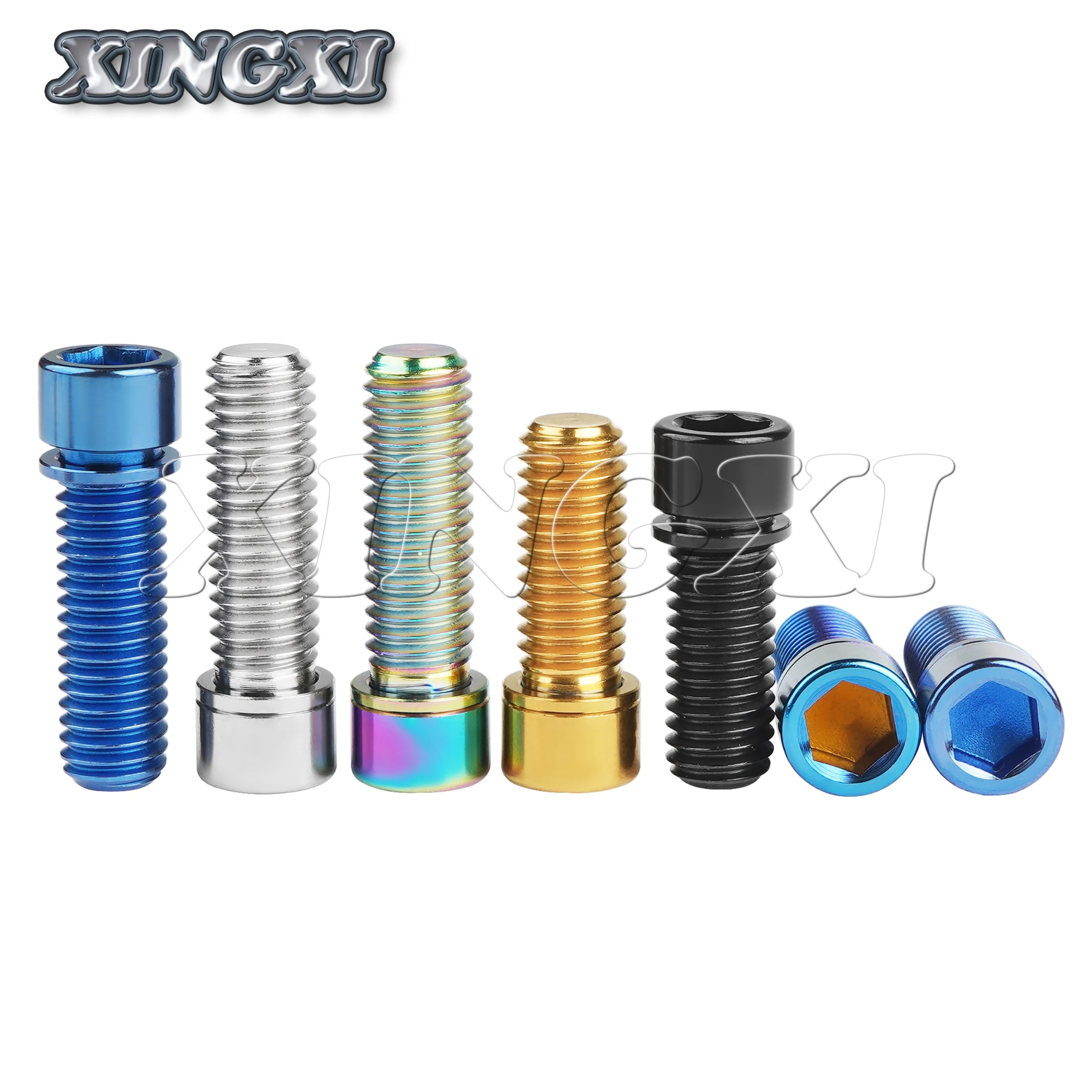 Xingxi Titanium Bolt M7/ M8 X 20 25mm Allen Key Head Screw with Washer for Motorcycle Bike Screw  Accessories