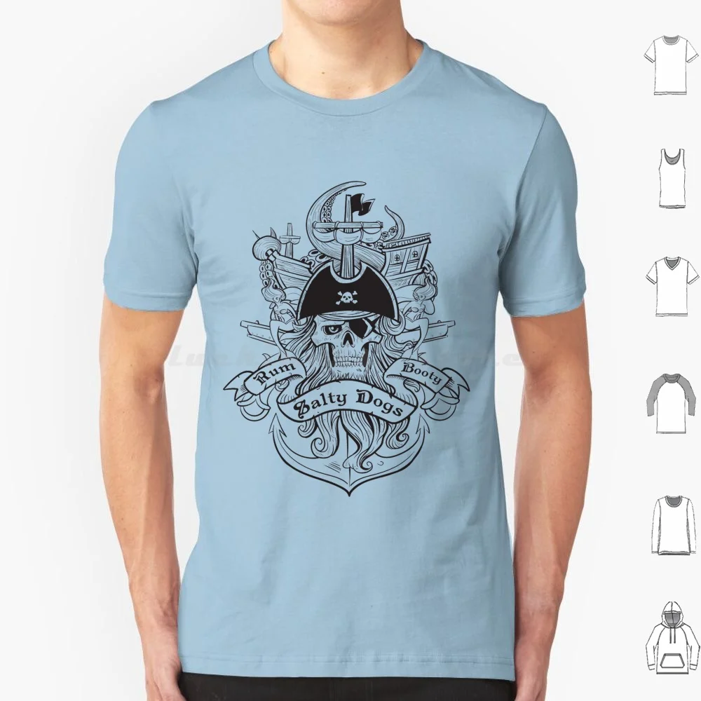 Salty Dogs T Shirt 6xl Cotton Cool Tee Salty Dogs Pirates Buccaneers Swashbuckler Caribbean Mermaid Squid Octopus Ship Jolly