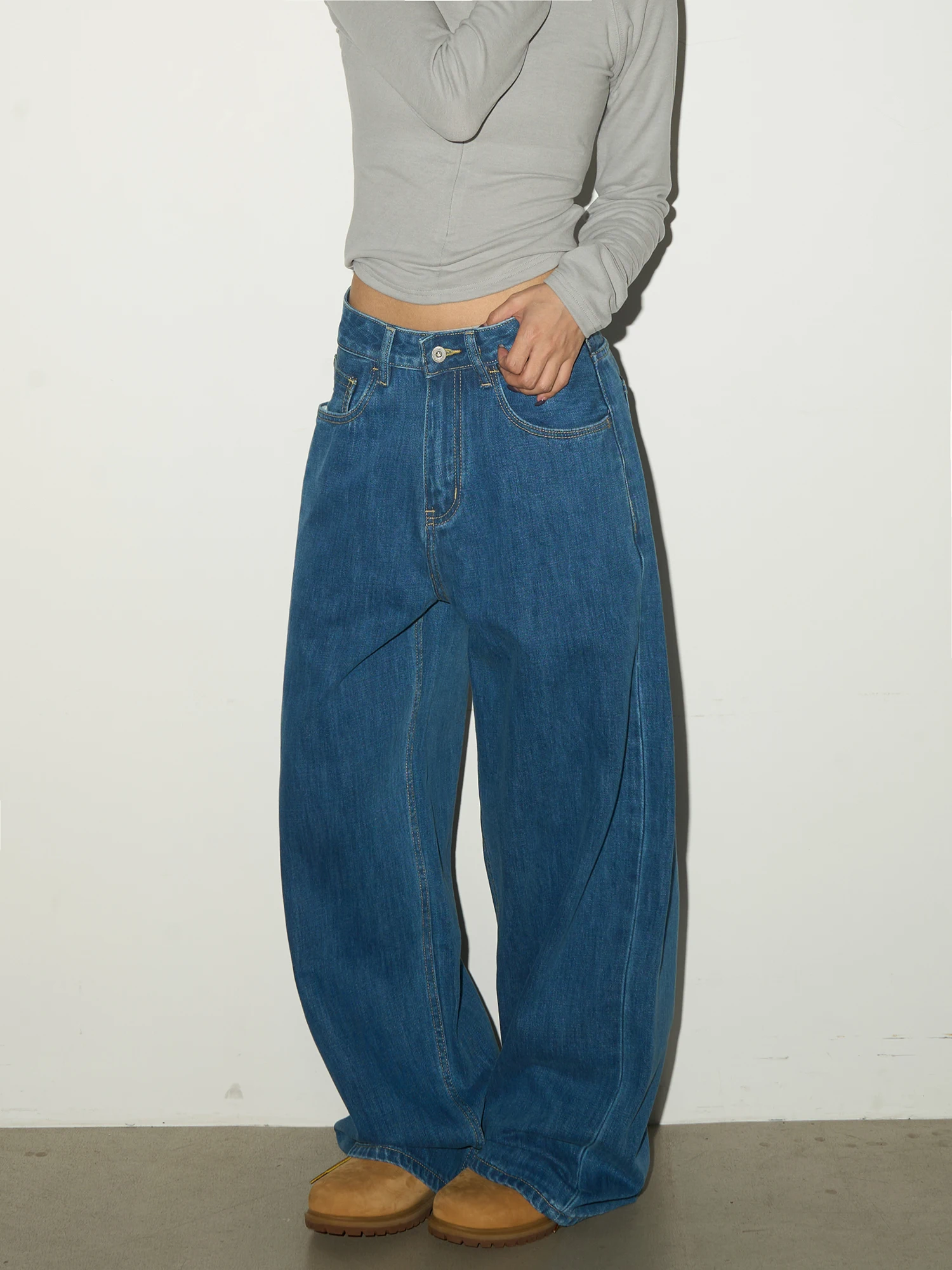 

MICHINNYON Vintage Waed Straight Leg Jeans High Waist Cotton Denim Pants Casual Straight Cut Trousers for Young Women