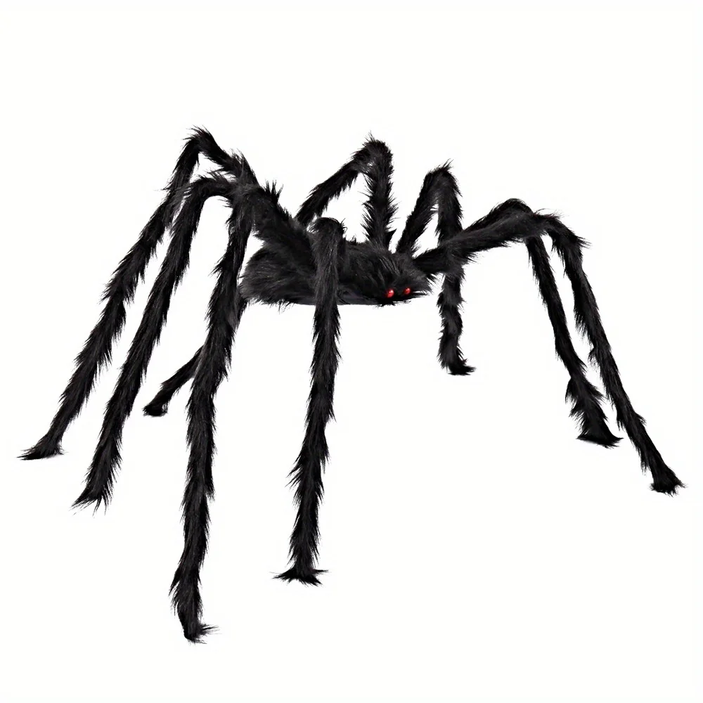 Giant Spider Halloween Outdoor Decorations Scary Large Spider Props for Yard Lawn Halloween Outside Decor and Indoor Party Decor, Black (Standing Height Is 15 Inches)