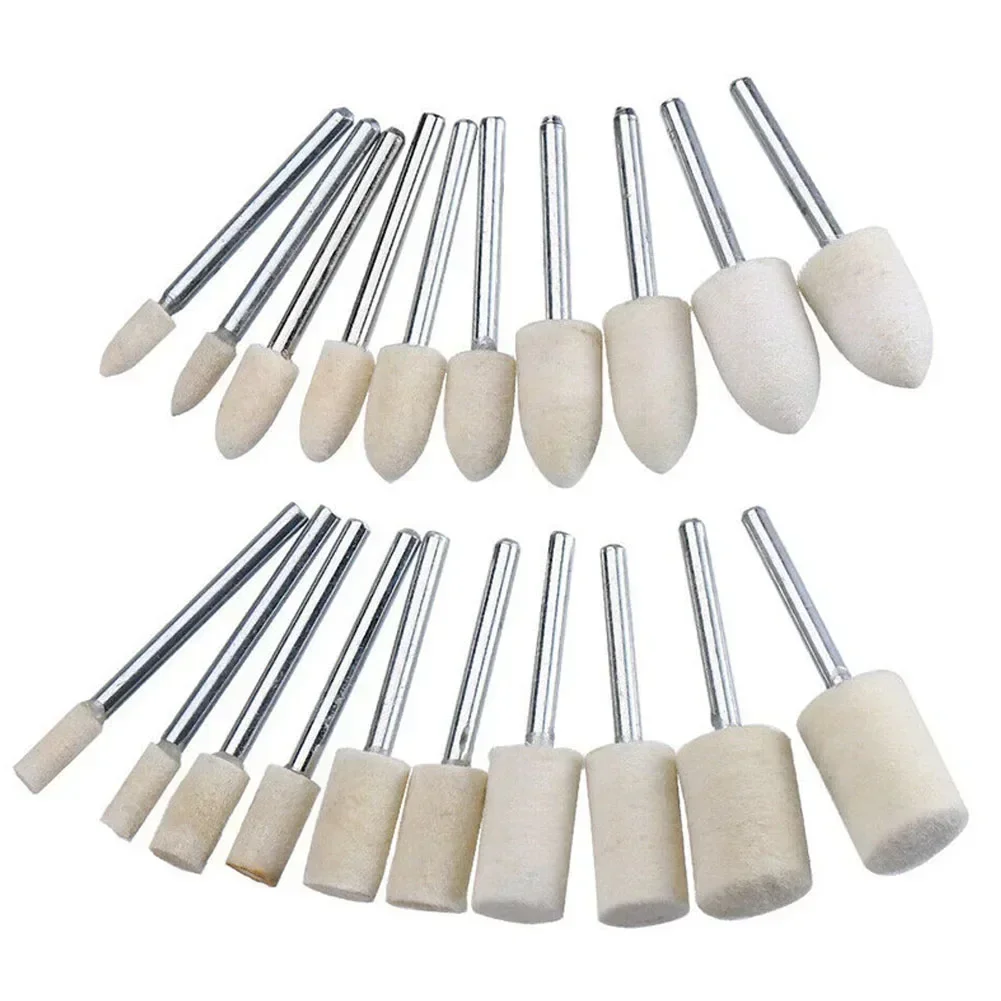 Imagem -04 - Almofadas de Polimento de Feltro Roda lã Cabeça Moagem mm Lidar com Kit Ferramenta Rotativa para Metal Mármore Vidro Polimento Ferramenta 20 Peças