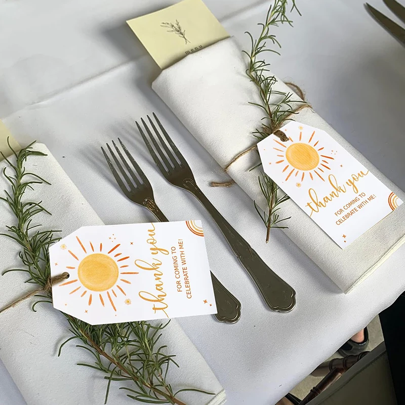 بطاقات هدايا لحفلات الشمس مع خيوط ، شكرًا لك ، عيد ميلاد ، 50 ، زينة من 50 ،