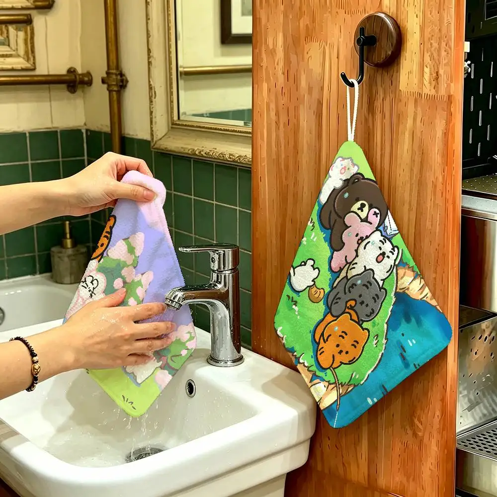 kawaii cute M-MUZIKS T-TIGER Hanging Kitchen Towel, Polyester Cotton Material, Wear Resistant Hand Wiping Towel for Home