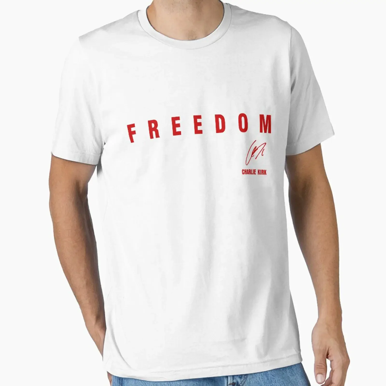 Freedom Charlie Kirk RED In October We Wear 14th Essential T Shirt vintage Washed Stretched Slightly Comfortable streetwear