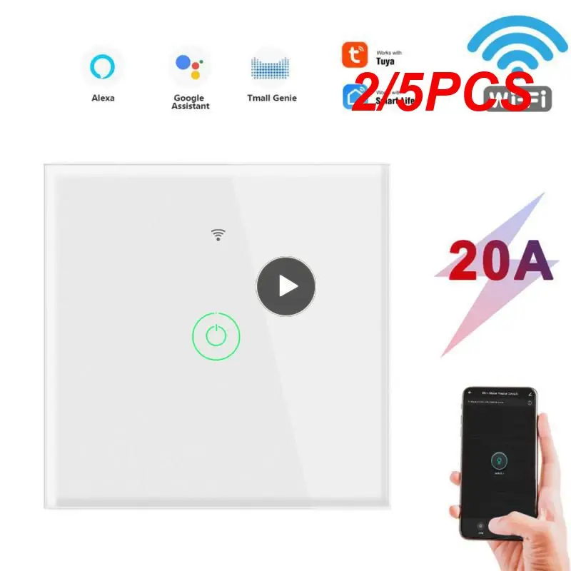 

2/5PCS 20A Smart WiFi Touch Wall Switch TUYA App Remote Timer Light Water Heater Refrigerator Oven Switches Work With Alexa