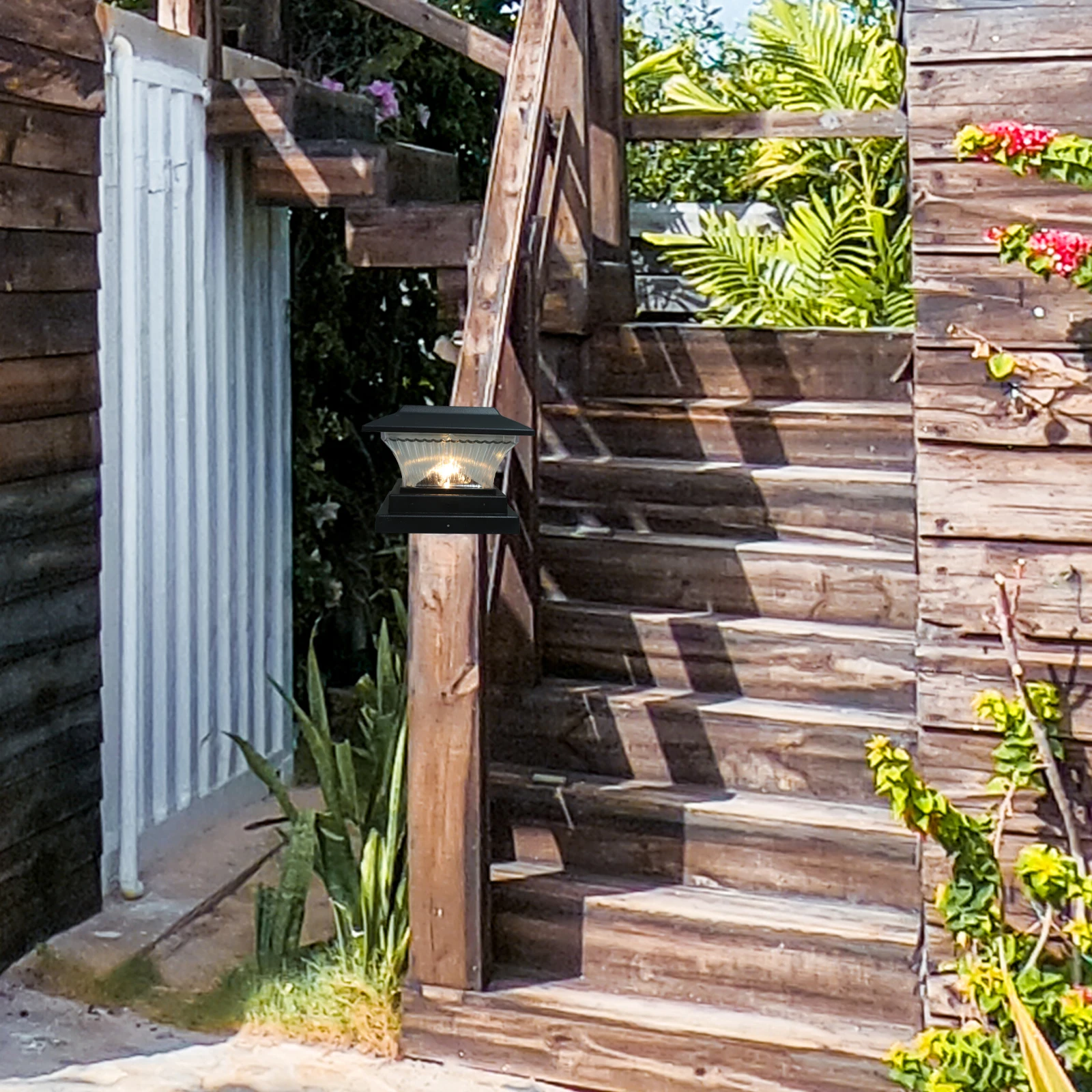 

Solar Powered Pillar Lights Durable Material Garden Patio Balcony Decoration Black Color Outdoor Lamp Post Light Solar Lighting