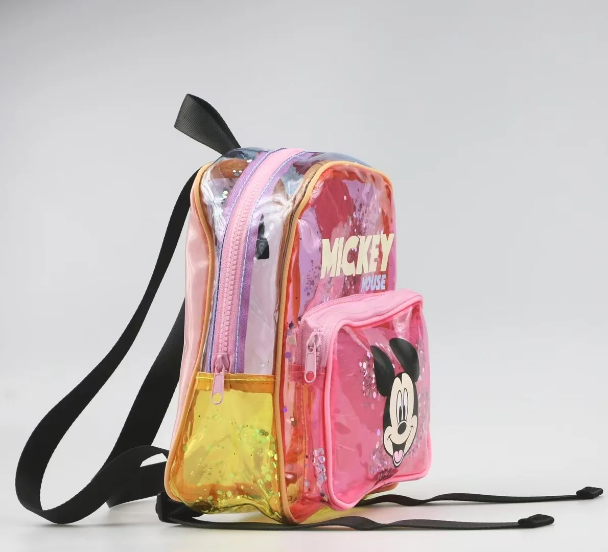 Nueva mochila de lentejuelas de Mickey Mouse de dibujos animados de Disney, bolso escolar para guardería, regalo para niñas