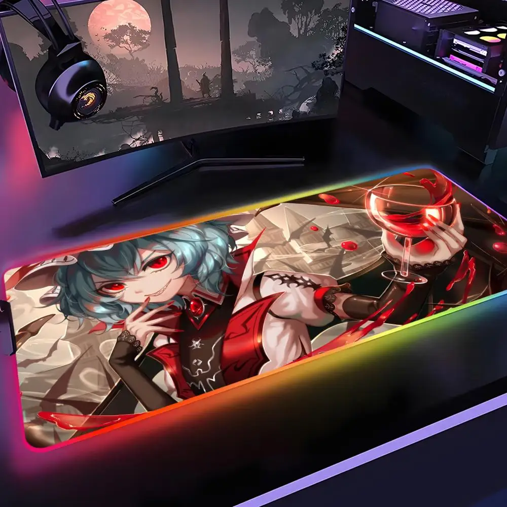 

Remilia Scarlet Mouse Pad Gamer Rgb Desk Mat Back Light Led Mousepad Setup Gaming Accessories Deskmat Big Mousepepad Backlight