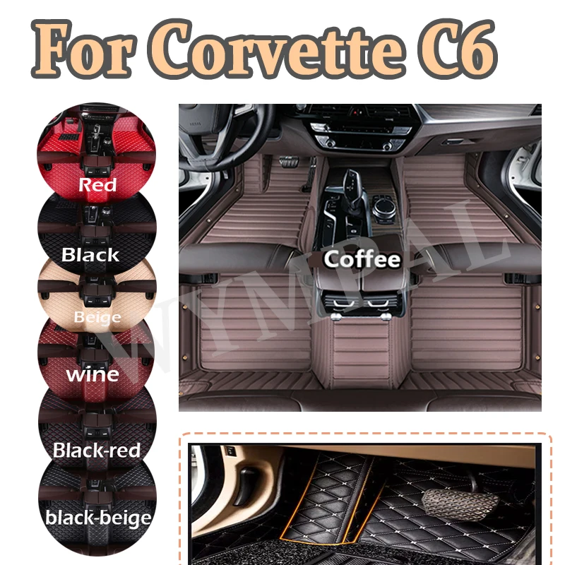 

Luxury Custom Car Floor Mats For Corvette C6 2005 2006 2007 2008 2009 2010 2011 Auto Automotive Leather Men Women Full set mats