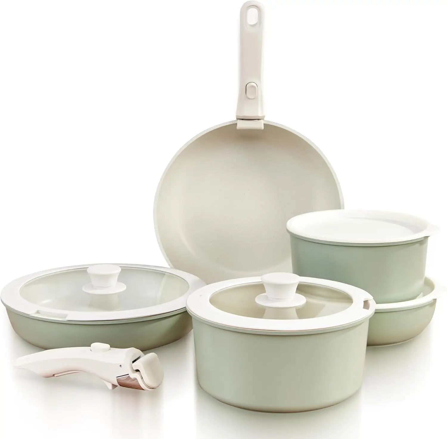 

® Pots and Pans Cookware Set [11 PIECES] - Non Toxic Ceramic Coated Cooking Ware - Induction, Gas & Oven Kitchenware - N