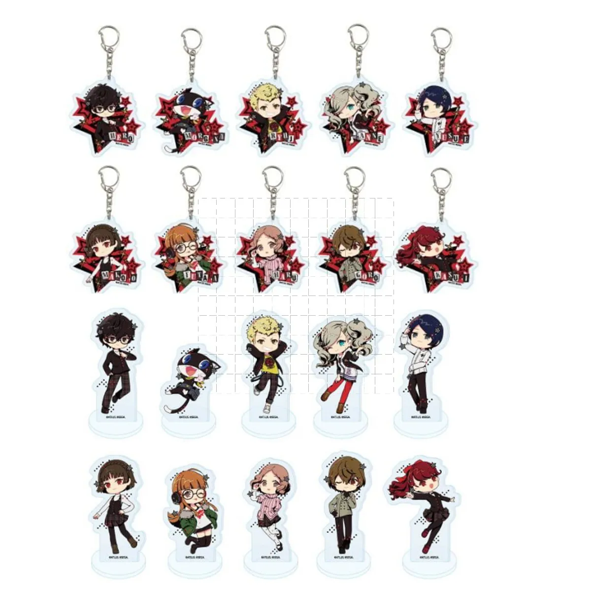 Jogo p5 amamiya ren ryuuji morgana takamaki ann niijima makoto acrílico suporte figura boneca anime chaveiro brinquedo presente