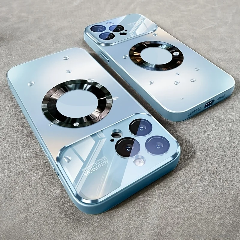 Fashion Glass Camera for Magsafe Case for IPhone 17 Air 16 15 14 Plus 13 12 11 Pro Max Shockproof Magnetic Wireless Charge Cover