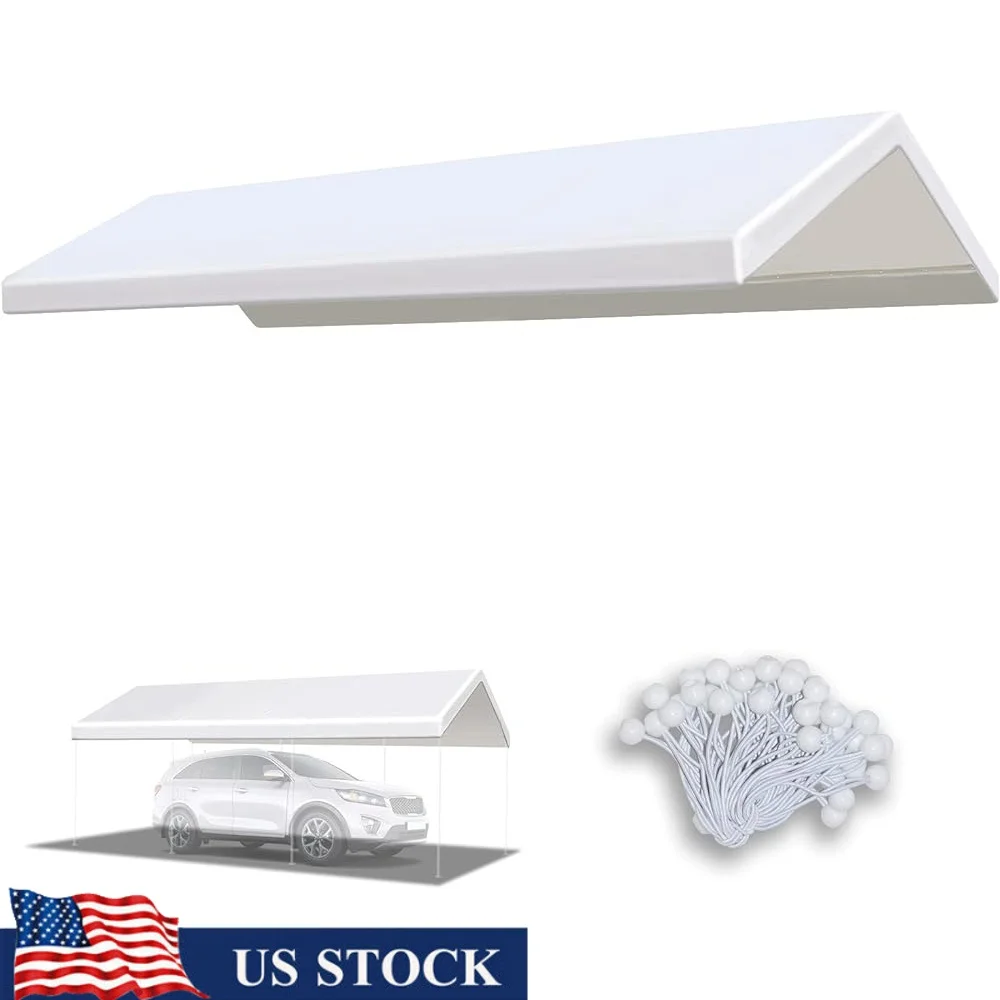 

10x20 FT Waterproof Outdoor Carport Canopy Cover Replacement Tarp Shelter Garage Top Tent Grommet Holes Stability Use