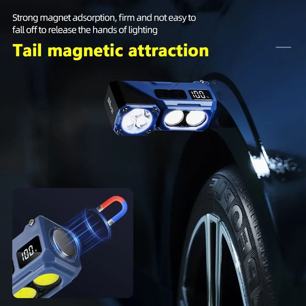 YEMAO T615 مصباح يدوي دوار محمول متعدد الوظائف، 500LM، 700 مللي أمبير، مصباح يدوي قابل لإعادة الشحن، مغناطيسي، مع مشبك