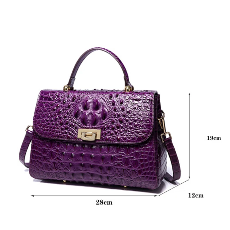 SUWERER New Superior Cowhide Genuine Leather Women Handbags Embossed Crocodile pattern Fashion Luxury Lether tote Bag for women