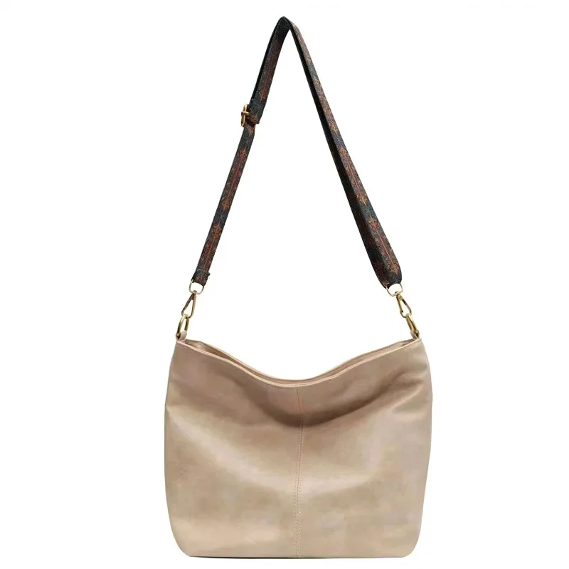 

Vintage PU Leather Bucket Bag Women Retro Shoulder Crossbody Purse