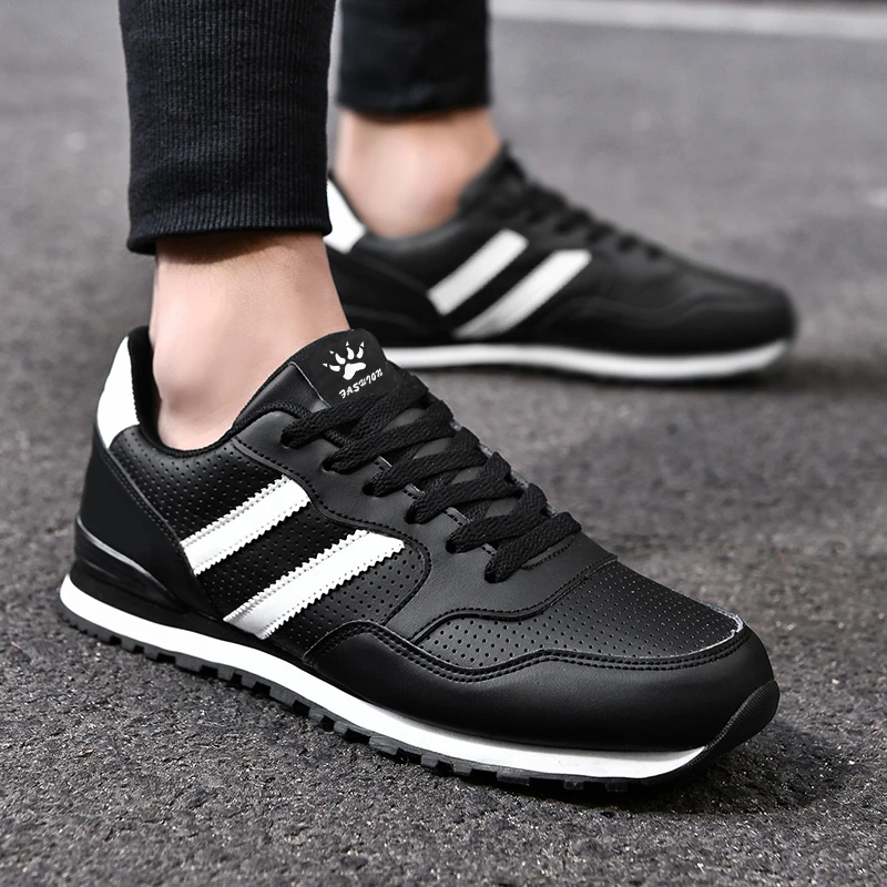 High Quality Men's Vulcanized Sneakers Leather Casual Shoes Breathable Mesh Men Tennis Shoes Male Flat Shoe Zapatillas Hombre image 3