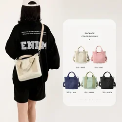 Women Small Bag with Zipper Fashion Lady Single Shoulder Portable Thickened Canvas Mobile Phone Bucket Tote Bag