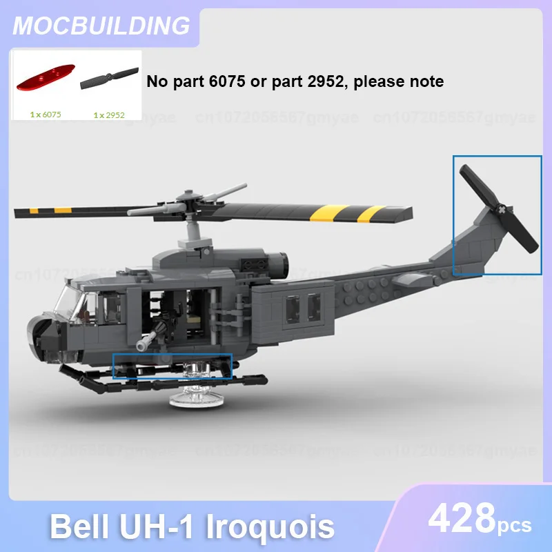 Bell UH-1 Iroquois Helicopter Model MOC Building Blocks DIY Assemble Bricks Educational Creative Collection Toys Gifts 428PCS