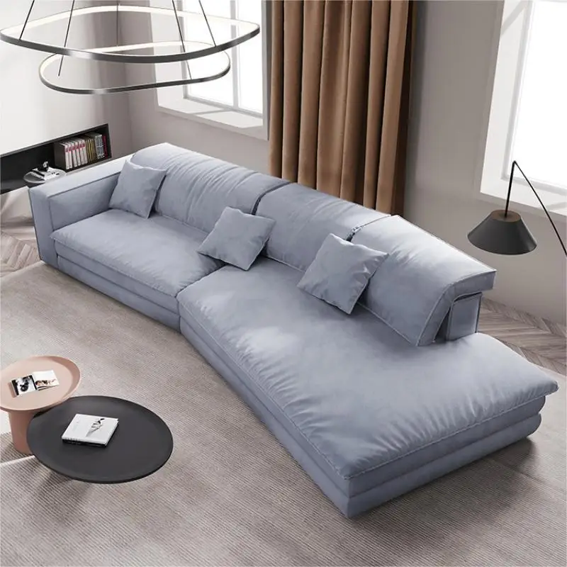 Italian fabric sofa Buda living room small apartment cat claw technology cloth straight row corner sofa combination