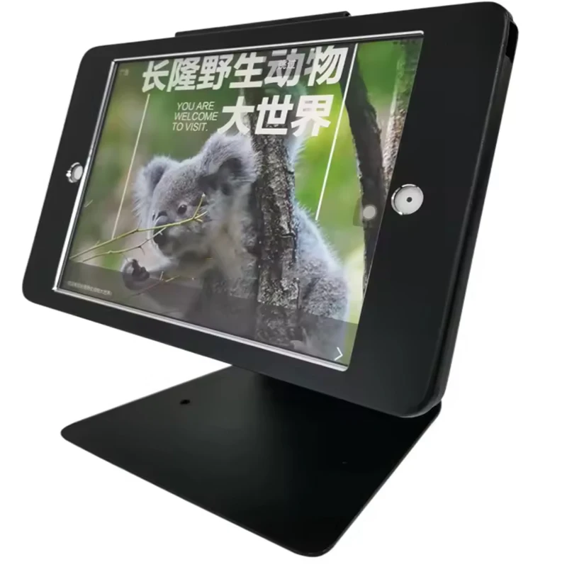 DSUPPORT Case Fit for 11-inch iPad Air (M4) 2026 Metal Desk Stand with Anti-Theft Lock Adjustable Full Motion Angle Silver Black