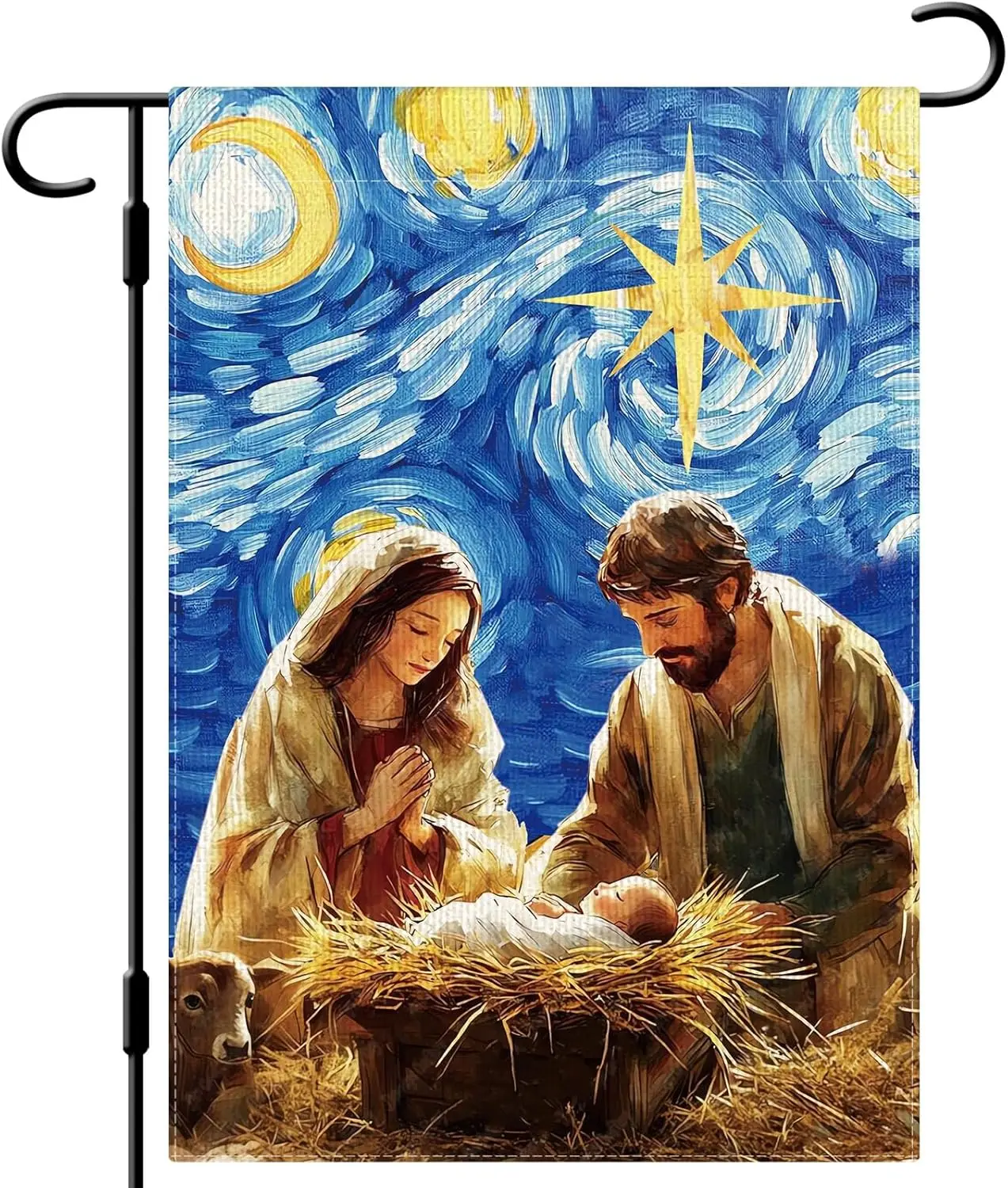 DLZDN Jesus Nativity Garden Flag Holy Night Religious Flag 12×18 Inch Double Side Vertical Burlap Farmhouse Yard Sign Christ GGO