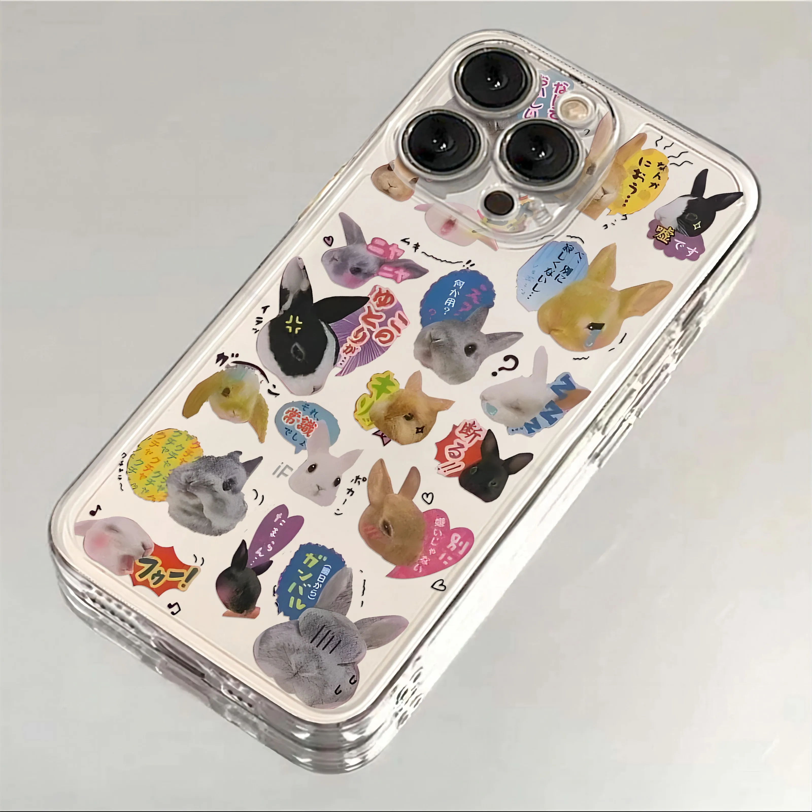 Lmmcjj Rabbit Bunny Clmj Cat Dog Phone Case For iPhone 16 15 14 13 12 11 Mini Pro Max X XR XSMax 7 8 Plus SE20 Transparent Cover