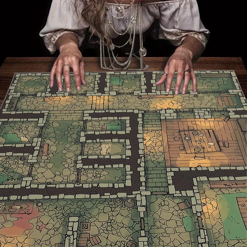 1pc Dungeon Maze Game Tablecloth – Fantasy RPG Mat for Board Games, D&D & Home Decor 50x50cm 90x90cm