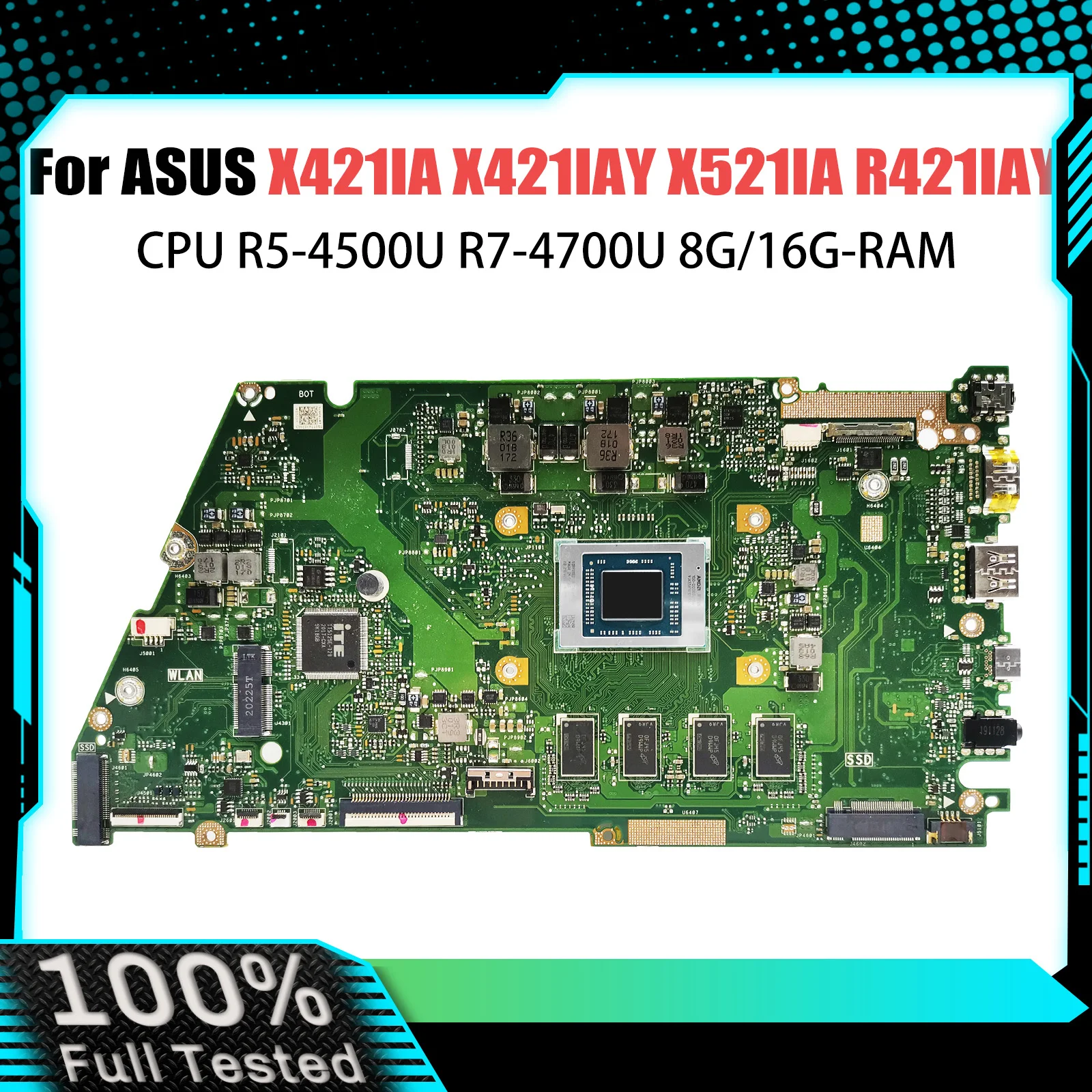 

X421IA Notebook Mainboard For ASUS Vivo Book X421IAY X521IA R421IAY Laptop Motherboard With CPU R5-4500U R7-4500U 8G/16G-RAM