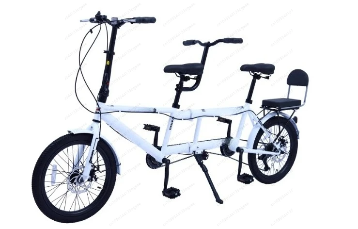Doppel-Fahrrad, faltbar, mit variabler Geschwindigkeit, für Eltern-Kind-Familien mit Baby, für drei Personen, für Sightseeing und Ausflüge, für zwei Personen geeignet