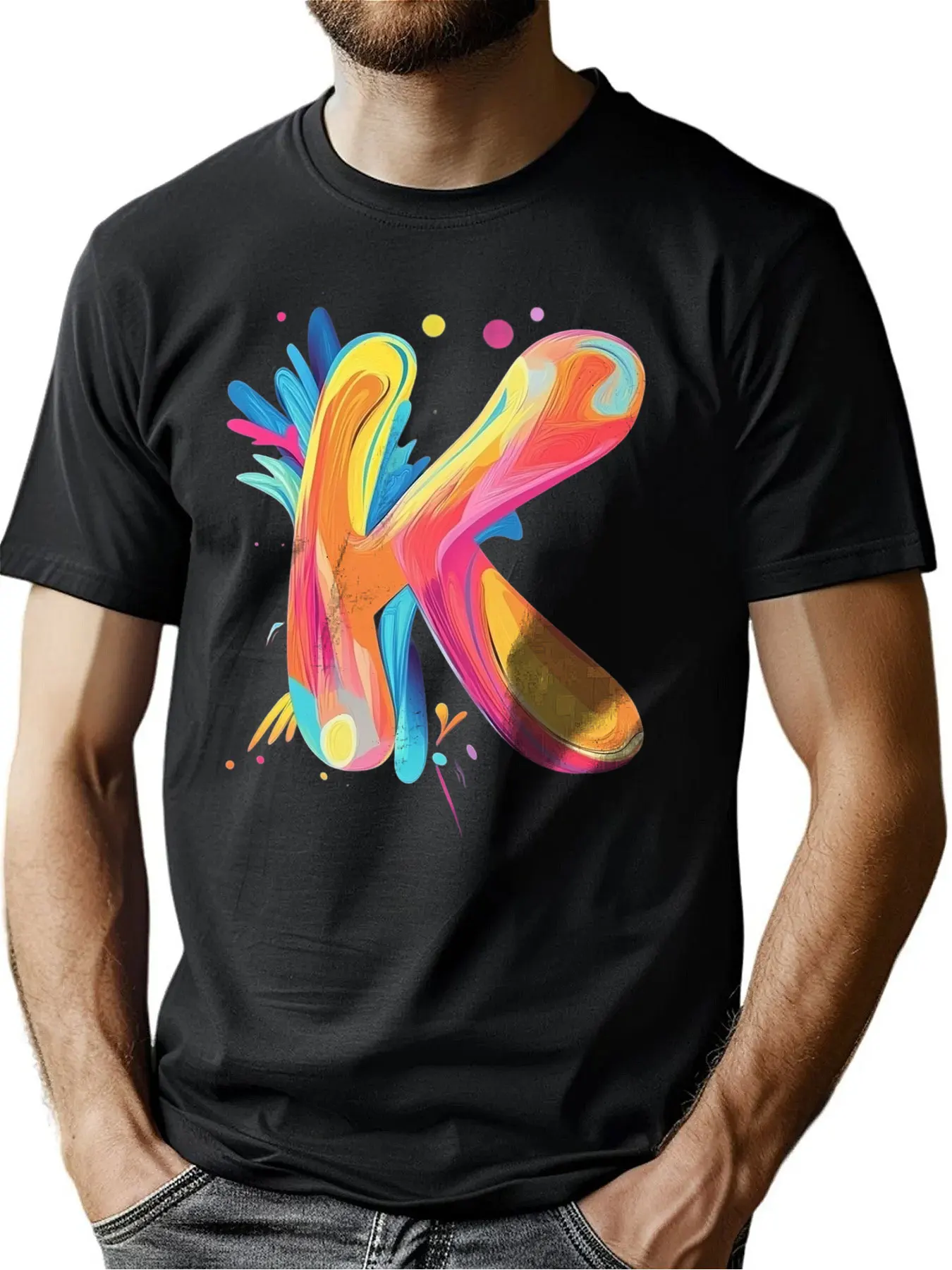 

Premium Comfort Cotton Men's Crew Neck Tee With Artistic Letter Print Thanksgiving Gift Outdoor Machine Washable For Men