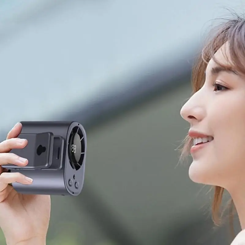 D5BE Lightweight Cooling Fan With LED Display, 360 Rotation & Strong Airflows Desk Fan Clip On Bladeless Fan