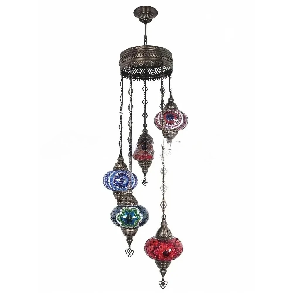 Amazing 5 Big Glob  Turkish mosaic chandelier ceiling  Moroccan