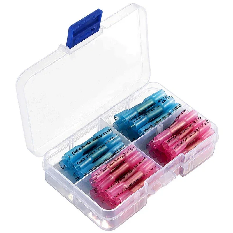50PCS Waterproof Heat Shrink Butt Connector Kit Solder Seal Crimp Terminals for Automotive Marine Electrical Wiring Repair