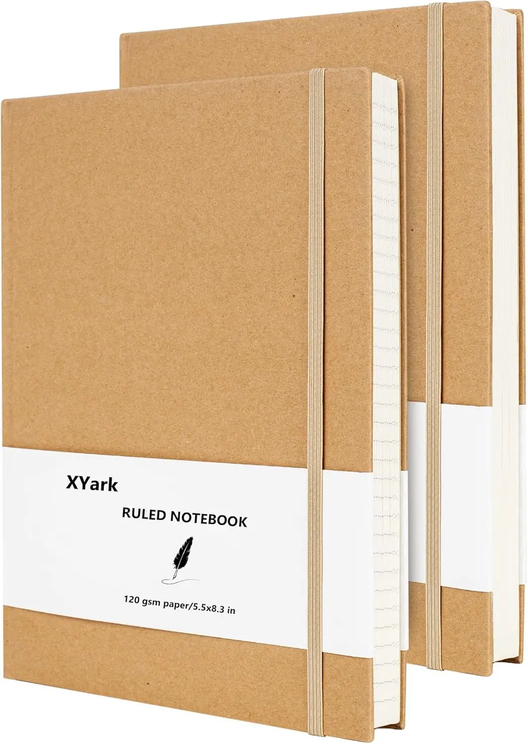 

2-Pack A5 Kraft Notebooks, College Ruled, 120GSM, 102 Sheets, 5.5x8.3 inch