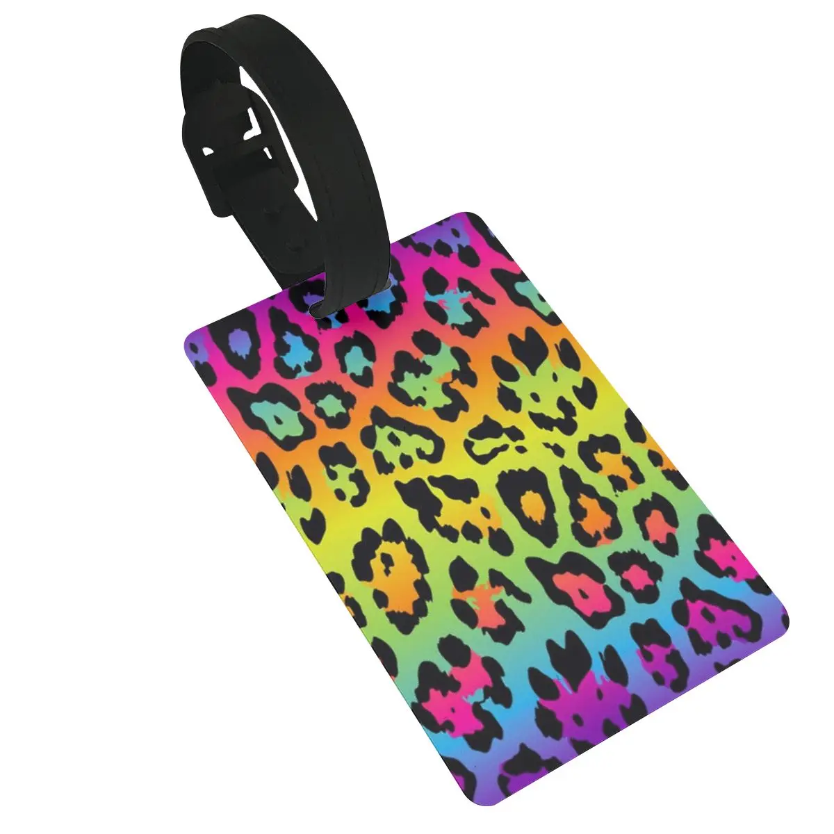 Rainbow Leopard Print Luggage Tags Suitcase Accessories Travel Baggage Boarding Tag Portable Label Holder ID Name Address