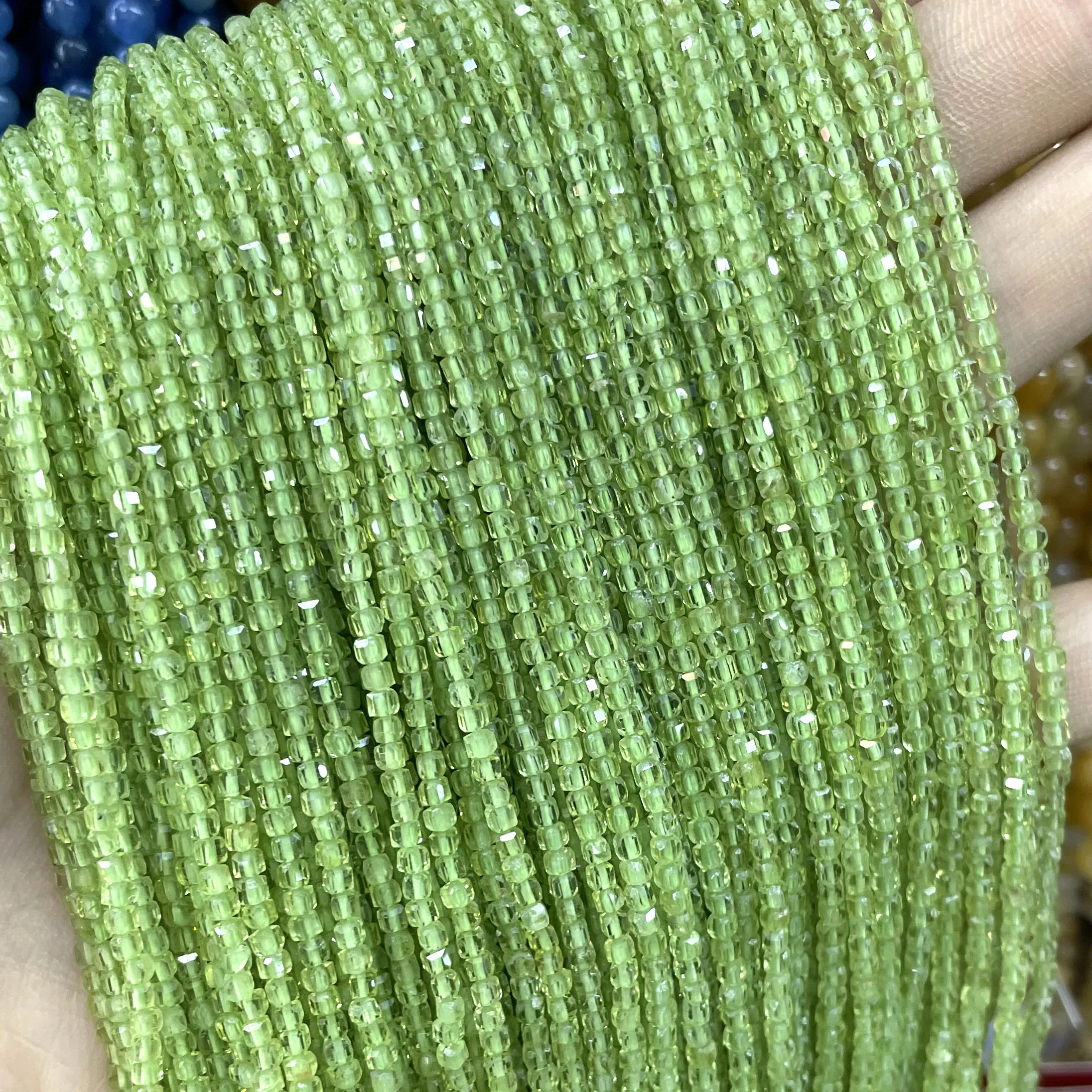 

2-3MM Faceted Natural Green Peridots Gem Loose Spacer Beads For Jewelry Making DIY Bracelet Earrings Accessories 15''Inches