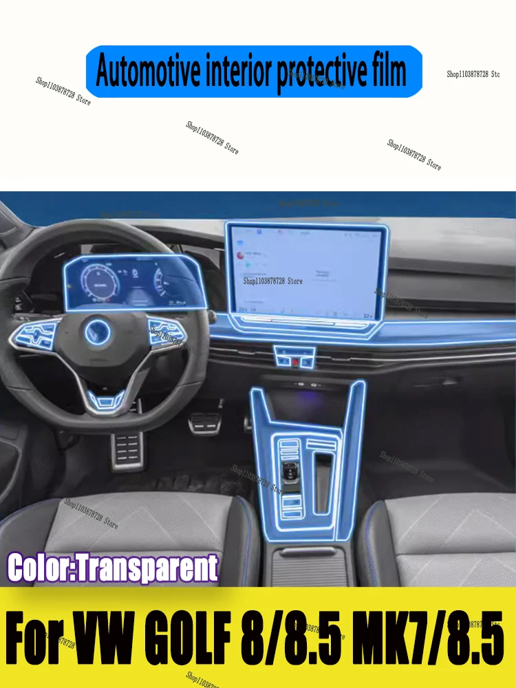 

For VW GOLF 8/8.5 MK7/8.5 Navigation Center Console Gear Panel Screen TPU Car Interior Protective Film Anti-Scratch Sticker